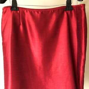 Bold red business skirt - sheen shine